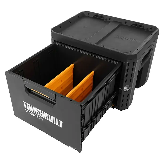 ToughBuilt StackTech Caja para herramientas XL - An x Pr x Al: 56 x 43 x 42 cm, Plástico, Número de cajones: 1 ud. - La caja de herramientas Toughbuilt Stacktech ofrece almacenamiento flexible con divisores extraíbles para una organización personalizada.