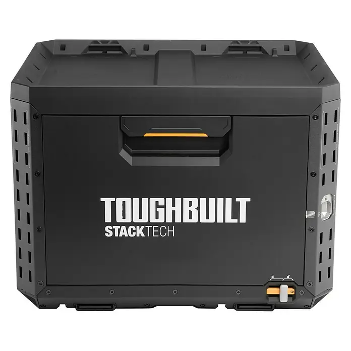 ToughBuilt StackTech Caja para herramientas XL - An x Pr x Al: 56 x 43 x 42 cm, Plástico, Número de cajones: 1 ud. - Caja de herramientas Toughbuilt StackTech negra con un diseño robusto, ideal para profesionales para almacenar y transportar herramientas.