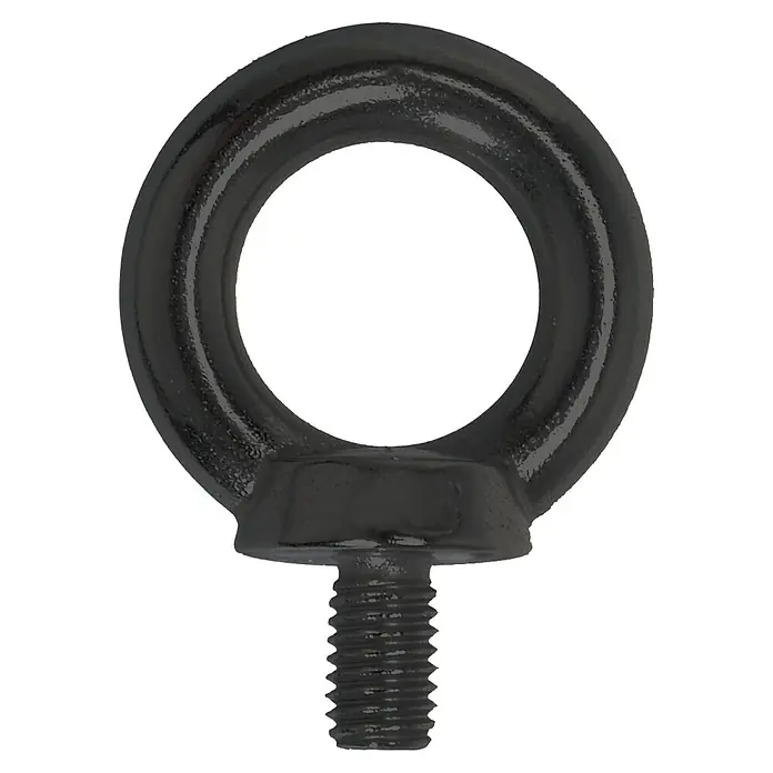 Marinetech Ringschraube - M 6, Innendurchmesser: 16 mm, Edelstahl, Schwarz - Nahaufnahme einer schwarzen Ringschraube mit Gewinde. Ideal für sichere Befestigungen und Hebeanwendungen in verschiedenen Industrien.