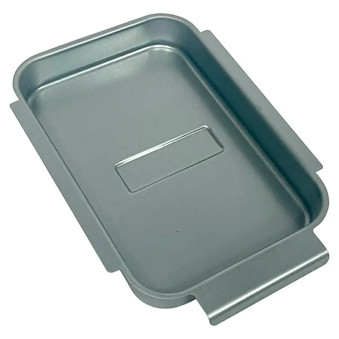 Kingstone Fettauffangschale Cliff Black Edition - Passend für: Kingstone Gasgrills Cliff Black Edition - Serie - Ein silbernes Backblech mit Griffen und einer rechteckigen Vertiefung in der Mitte. Ideal zum Backen verschiedener Köstlichkeiten.