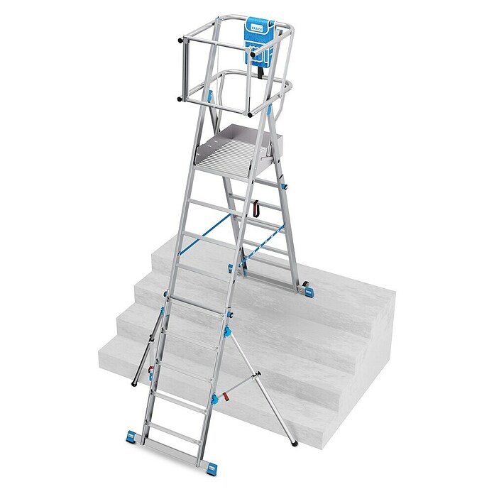 Krause Sprossen-Gelenk-Teleskopleiter Skymatic 5-9 Sprossen (Arbeitshöhe: 4,35 m, Anzahl Tritte: 9 Stk., Aluminium) | BAUHAUS