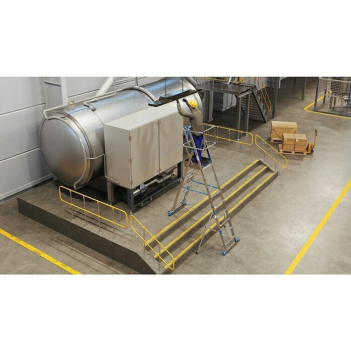 Krause Sprossen-Gelenk-Teleskopleiter Skymatic 5-9 Sprossen (Arbeitshöhe: 4,35 m, Anzahl Tritte: 9 Stk., Aluminium) | BAUHAUS