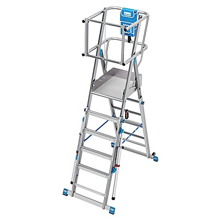Krause Sprossen-Gelenk-Teleskopleiter Skymatic 5-9 Sprossen (Arbeitshöhe: 4,35 m, Anzahl Tritte: 9 Stk., Aluminium)