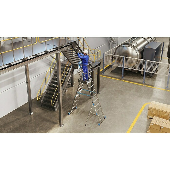 Krause Sprossen-Gelenk-Teleskopleiter Skymatic 5-9 Sprossen (Arbeitshöhe: 4,35 m, Anzahl Tritte: 9 Stk., Aluminium) | BAUHAUS