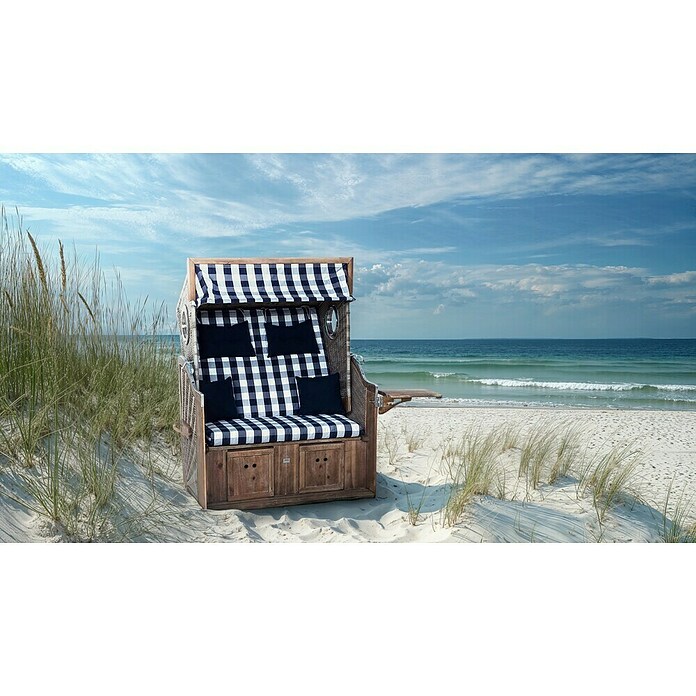 DeVries Strandkorb Trendy (L x B x H: 130 x 80 x 165 cm, Blau-Weiß (kariert)) | BAUHAUS