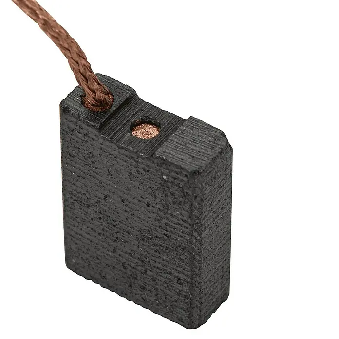 Vito Martillo demoledor VIMDH1700 - 1.700 W, 60 J, Alojamiento SDS-Hex - Primer plano de una escobilla de carbón con cable de conexión, una pieza de desgaste para motores eléctricos.