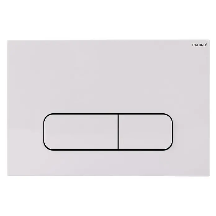 Betätigungsplatte Mocha Typ 2 - Weiß, 2-Mengen-Spülung - RAYBRO® Betätigungsplatte für Toilettenspülung, weiß, mit zwei Tasten für unterschiedliche Spülmengen. Modernes, minimalistisches Design.
