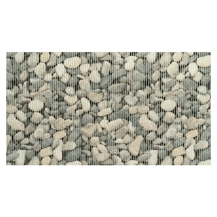 D-c-fix Bodenmatte Meterware Floor Comfort - Stones, Breite: 65 cm - Bild eines Musters aus Kieselsteinen mit einem vertikalen, gestreiften Netzmuster darüber. Einzigartige Textur für Hintergründe.
