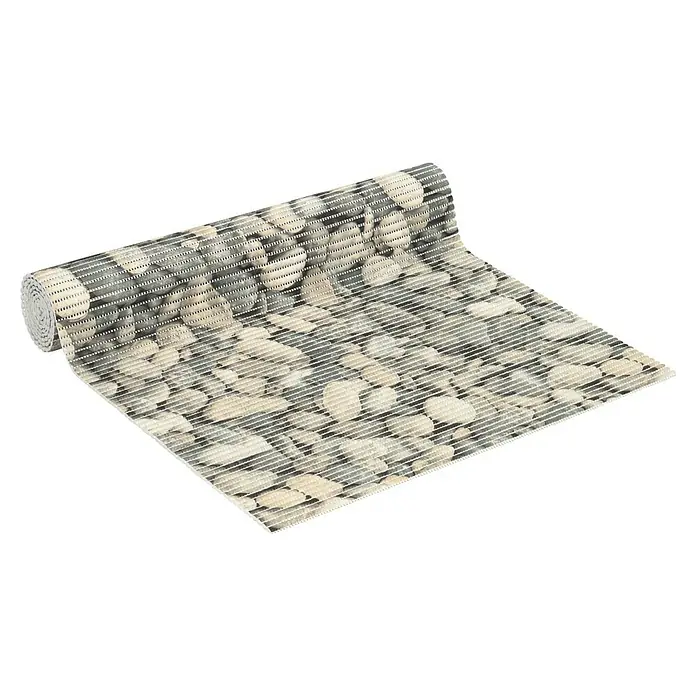 D-c-fix Bodenmatte Meterware Floor Comfort - Stones, Breite: 65 cm - Eine gerollte Matte mit einem Muster aus Flusssteinen, die eine natürliche und beruhigende Atmosphäre in jeden Raum bringt.