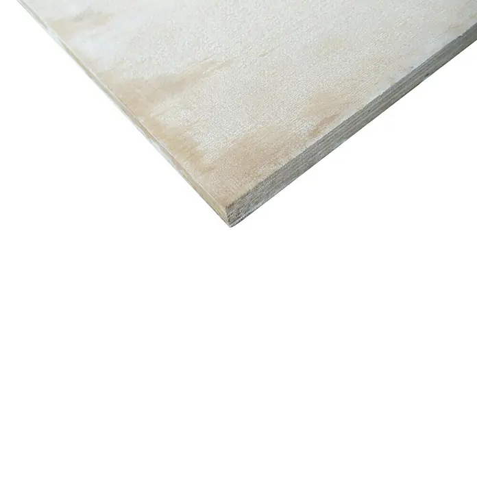Multiplexplatte Fixmaß I - Birke, 1.200 x 600 x 15 mm - Nahaufnahme einer Sperrholzplatte mit einer hellen, glatten Oberfläche, ideal für Bau- und DIY-Projekte.