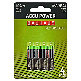 BAUHAUS Oplaadbare batterijen HR03 (Micro AAA, 900 mAh, 4 st.)