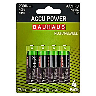 BAUHAUS Oplaadbare batterijen HR6 (Mignon AA, 2.300 mAh, 4 st.)