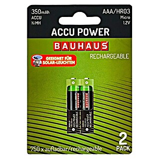 BAUHAUS Polnilne baterije HR03 Solar (Micro AAA, 350 mAh, 2 kos)