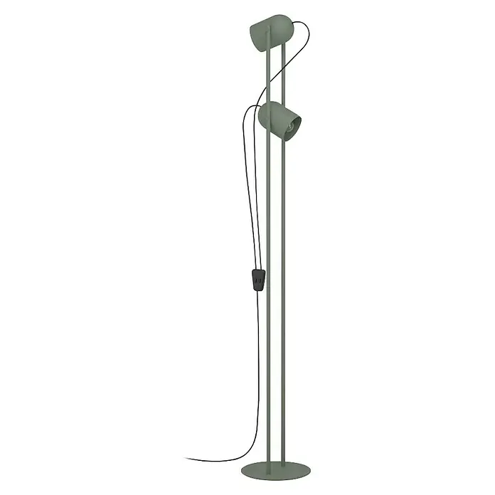 Eglo Tilston Lámpara de pie - 8 W, Altura: 142,5 cm, Verde, E14 - Lámpara de pie verde oliva con dos focos ajustables, creando un ambiente de iluminación moderno y enfocado.