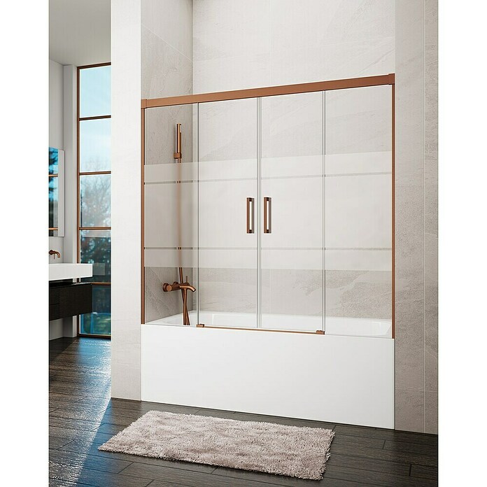 GME Mampara para bañera Basic Spazio (An x Al: 180 x 150 cm, Vidrio serigrafiado, Cobre) | BAUHAUS