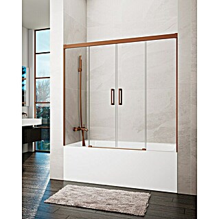 GME Mampara para bañera Basic Spazio (An x Al: 160 x 150 cm, Vidrio transparente, Cobre)
