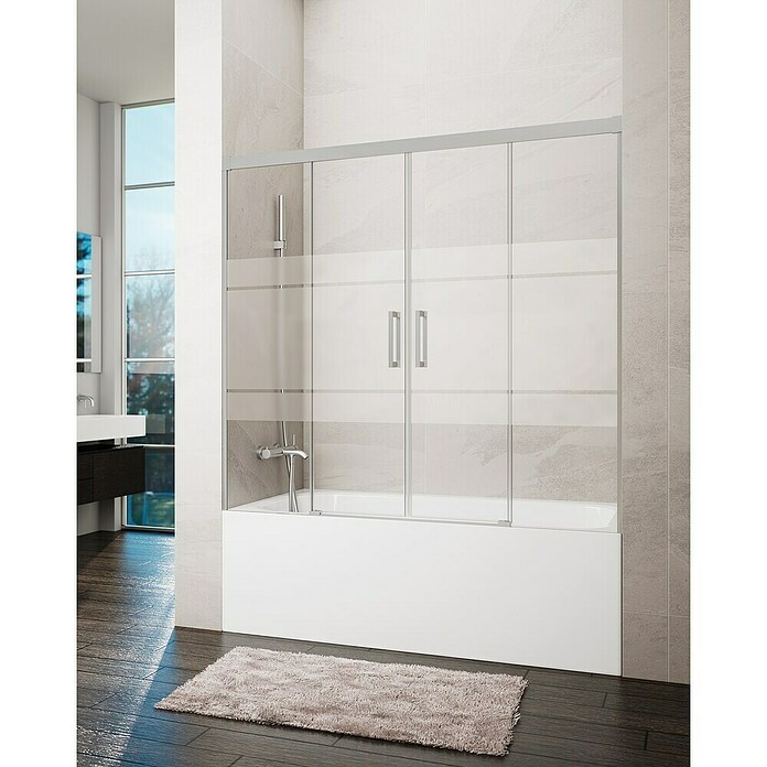 GME Mampara para bañera Basic Spazio (An x Al: 170 x 150 cm, Vidrio serigrafiado, Níquel) | BAUHAUS