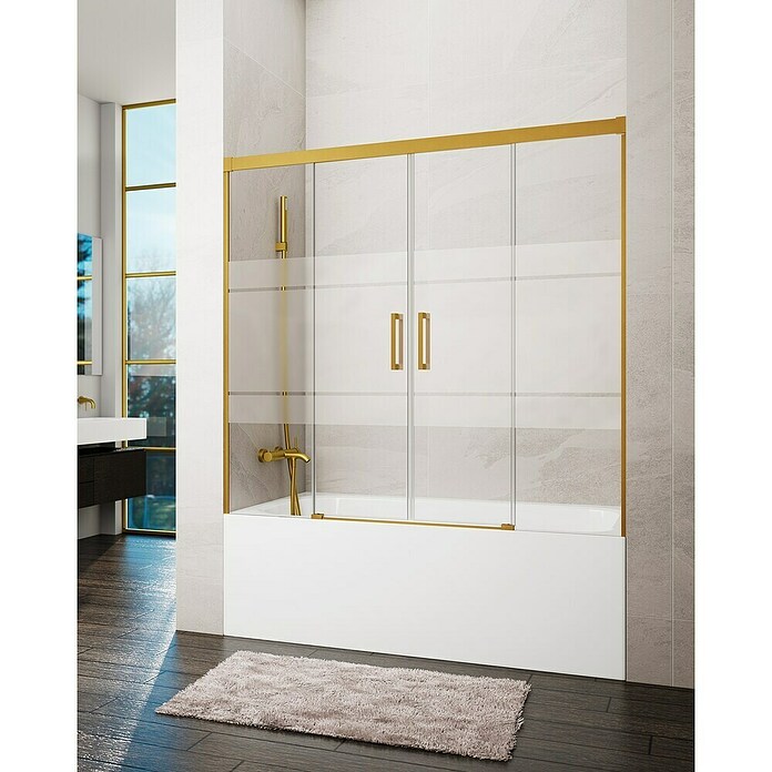 GME Mampara para bañera Basic Spazio (An x Al: 180 x 150 cm, Vidrio serigrafiado, Oro) | BAUHAUS