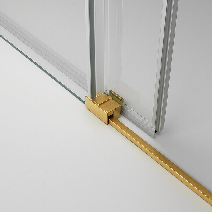 GME Mampara de ducha esquinera Basic Angular (L x An x Al: 90 x 85 x 196 cm, Vidrio transparente, Espesor: 6 mm, Oro) | BAUHAUS