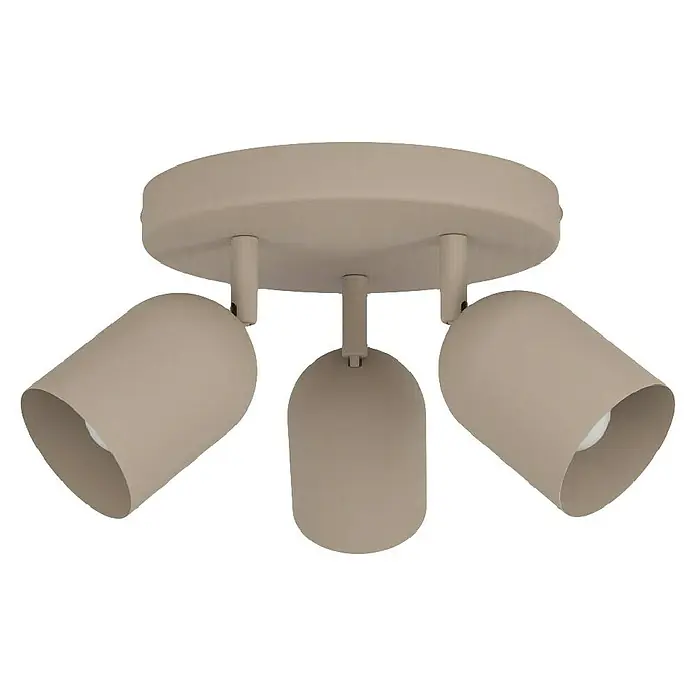 Eglo Regleta Tilston - 40 W, L x An x Al: 25 x 25 x 21 cm, Beige, E14, 3 ud. - Lámpara de techo beige con tres focos. Solución de iluminación elegante para interiores modernos, perfecta para salones y pasillos.