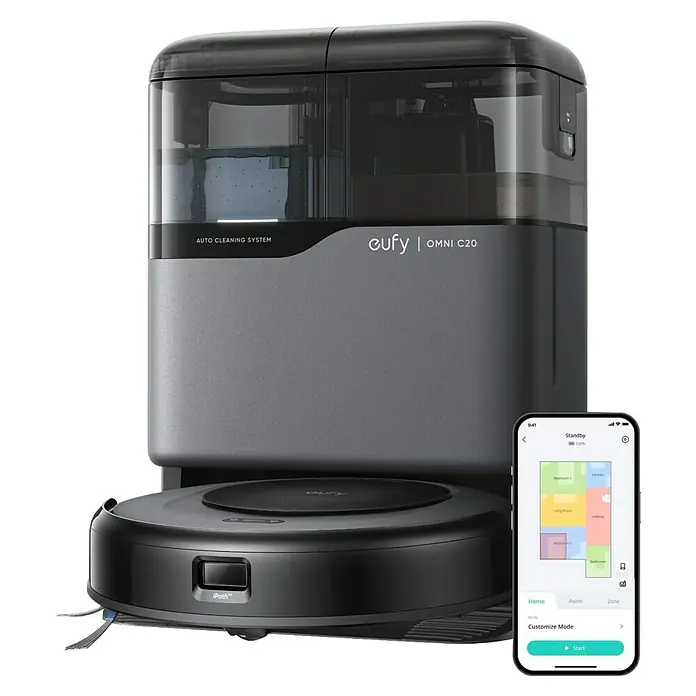 Eufy Saugwischroboter Omni C20 - Saugkraft: 7.000 Pa, Akkulaufzeit: 160 min - Der Eufy Omni C20 Saugroboter mit Reinigungsstation und App-Steuerung für ein sauberes Zuhause auf Knopfdruck.
