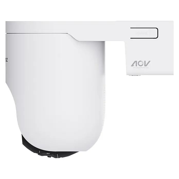 EZVIZ Cámara de vigilancia HB8 Lite Torreta - Blanco, Ángulo de detección: 90 °, Alcance de detección: 12 m - Primer plano de una cámara de seguridad ACV blanca, que ofrece protección 24/7, centrándose en el diseño y la tecnología para la seguridad.