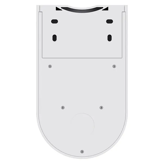 EZVIZ Cámara de vigilancia HB8 Lite Torreta - Blanco, Ángulo de detección: 90 °, Alcance de detección: 12 m - Un primer plano de un soporte blanco para dispensador de jabón, diseñado para montaje en pared, con múltiples orificios de montaje y un diseño redondeado inferior.