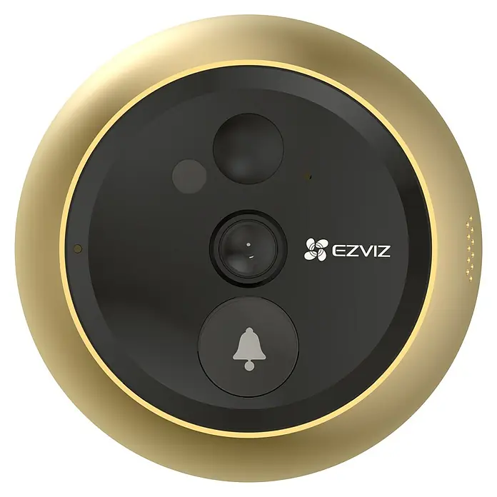 EZVIZ Mirilla digital DP2C - Oro - Timbre inteligente EZVIZ dorado con cámara, micrófono, botón de timbre y altavoz para la comunicación en la puerta.
