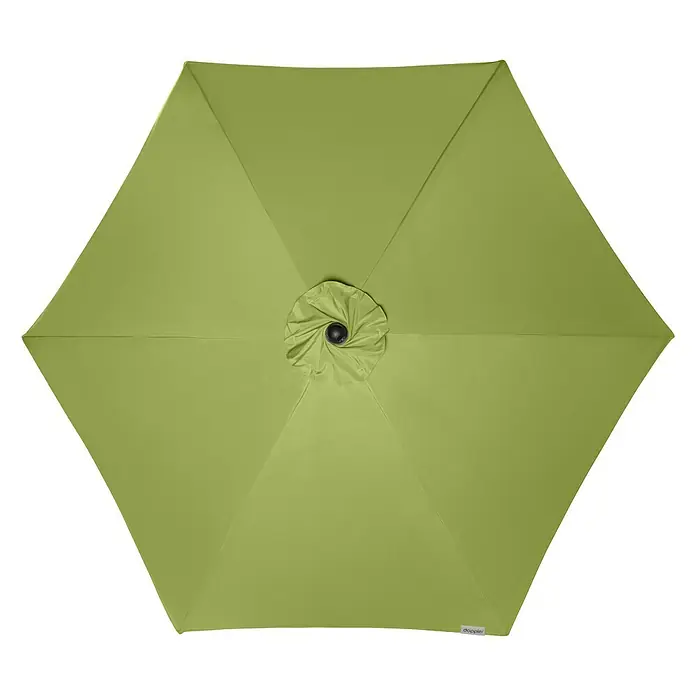 Doppler Active Marktschirm rund Auto Tilt - Fresh Green, Durchmesser Bespannung: 320 cm - Nahaufnahme eines grünen Sonnenschirms mit sechs Segmenten und einer zentralen Abdeckung, ideal für den Garten.