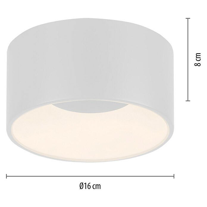 Plafón LED redondo Tanika (13 W, Ø x Al: 16 x 80 cm, Blanco, Blanco cálido) | BAUHAUS