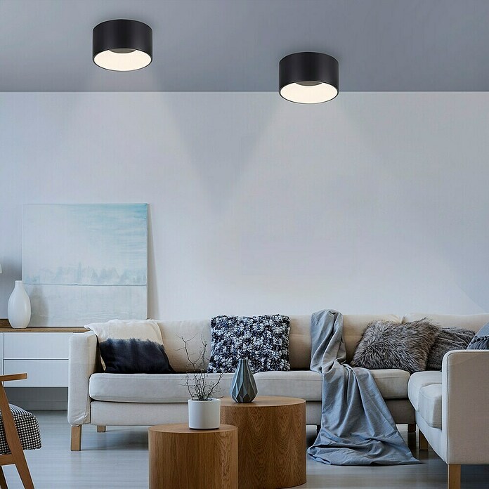 Plafón LED redondo Tanika (13 W, Ø x Al: 16 x 80 cm, Negro, Blanco cálido) | BAUHAUS