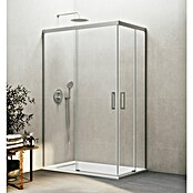 GME Mampara de ducha esquinera Basic Angular (L x An x Al: 80 x 90 x 196 cm, Vidrio transparente, Espesor: 6 mm, Nickel) | BAUHAUS