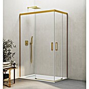 GME Mampara de ducha esquinera Basic Angular (L x An x Al: 90 x 85 x 196 cm, Vidrio transparente, Espesor: 6 mm, Oro) | BAUHAUS