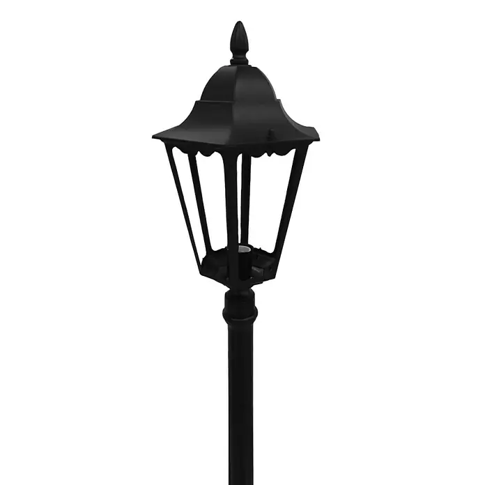 Panaled Vagg Lámpara de pie para exterior - Color del marco: Negro, Sin bombillas - Lámpara de jardín negra con diseño decorativo y base delgada, perfecta para iluminar áreas exteriores.