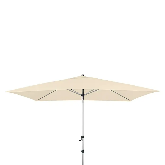 Doppler Expert Marktschirm Auto Tilt - Natur, Bespannungsmaß (L x B): 300 x 200 cm - Cremefarbener Sonnenschirm mit rechteckigem Schirm und silbernem Ständer für sonnige Tage im Freien.