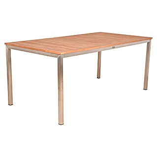 Garden Pleasure Gartentisch Denver (L x B x H: 180 x 90 x 75 cm, Teakholz, Natur/Silber)