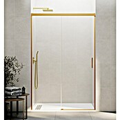 GME Mampara de ducha frontal Basic (An x Al: 150 x 196 cm, Longitud regulable: 145 cm - 150 cm, Vidrio transparente, Espesor: 6 mm, Oro) | BAUHAUS