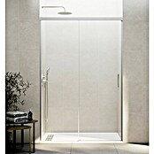 GME Mampara de ducha frontal Basic (An x Al: 130 x 196 cm, Longitud regulable: 125 cm - 130 cm, Vidrio transparente, Espesor: 6 mm, Nickel) | BAUHAUS