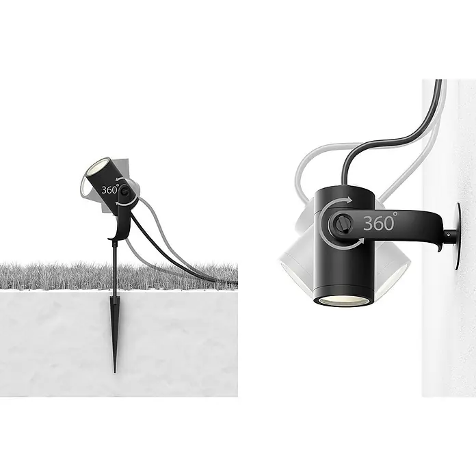 Philips Hue LED-Gartenspot-Set White & Color Ambiance Lily - RGBW, IP65, Höhe: 19,4 cm, 3 Stk. - 360-Grad-drehbare Außenleuchte zur flexiblen Beleuchtung von Garten und Fassade, vielseitig einsetzbar durch Erdspieß und Wandhalterung.