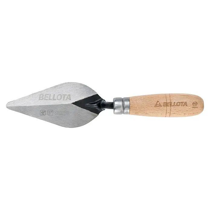 Bellota Paleta de albañil 5902 - 6 x 13,5 cm - Llana de punta Bellota con mango de madera para la construcción. La herramienta es ideal para aplicar mortero y yeso en proyectos de construcción.