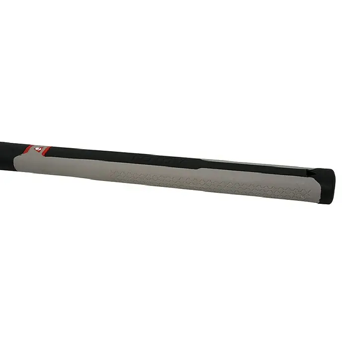 Bellota Martillo de albañil 8030-T BI - Largo: 500 mm, 600 g, Acero - Primer plano de un club con un mango gris con un acento negro, que proporciona un aspecto deportivo y profesional.