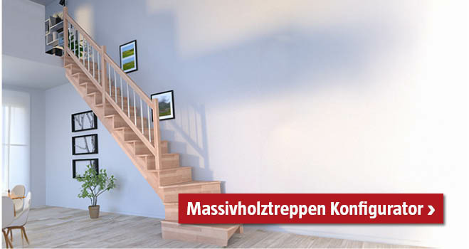 Massivholztreppe vom Esszimmer in den ersten Stock