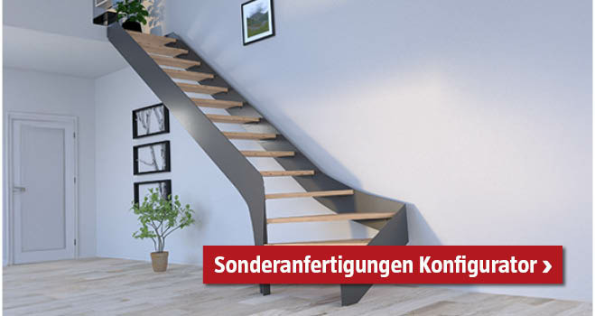Metalltreppe um die Ecke mit anthrazit und Holz-Treppen