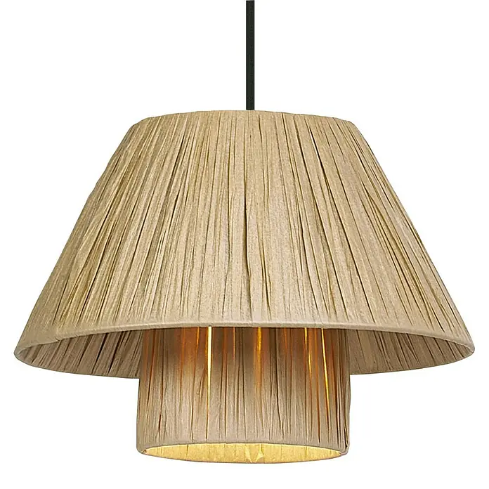 Ledvance Lámpara colgante redonda Hut - 6 W, Ø x Al: 28 x 120 cm, Beige, E27 - Elegante lámpara colgante con pantalla de tela beige que emite una luz cálida y acogedora. Perfecta para espacios con estilo.