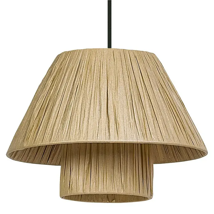 Ledvance Lámpara colgante redonda Hut - 6 W, Ø x Al: 28 x 120 cm, Beige, E27 - Elegante lámpara colgante con pantalla de rafia de dos niveles, que añade un toque natural y texturizado a cualquier interior.