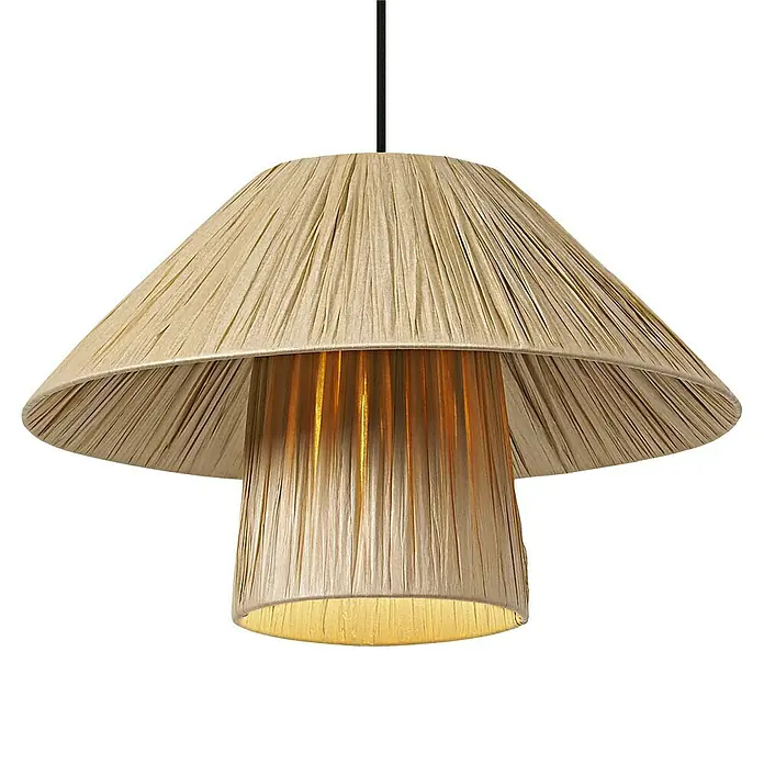 Ledvance Lámpara colgante redonda Hut - 6 W, Ø x Al: 40 x 120 cm, Beige, E27 - Elegante lámpara colgante con pantalla plisada beige que difunde una luz cálida.