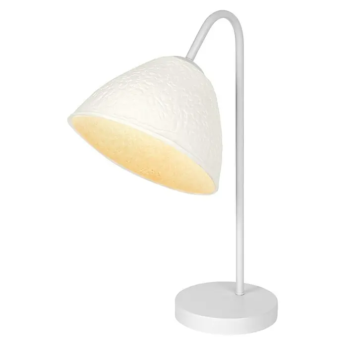 Ledvance Lámpara de sobremesa redonda Camel Bell - 40 W, Ø x Al: 33,5 x 46 cm, Blanco, E14 - La lámpara de mesa blanca presenta una elegante pantalla texturizada que proporciona una luz cálida y acogedora y acentúa el diseño.