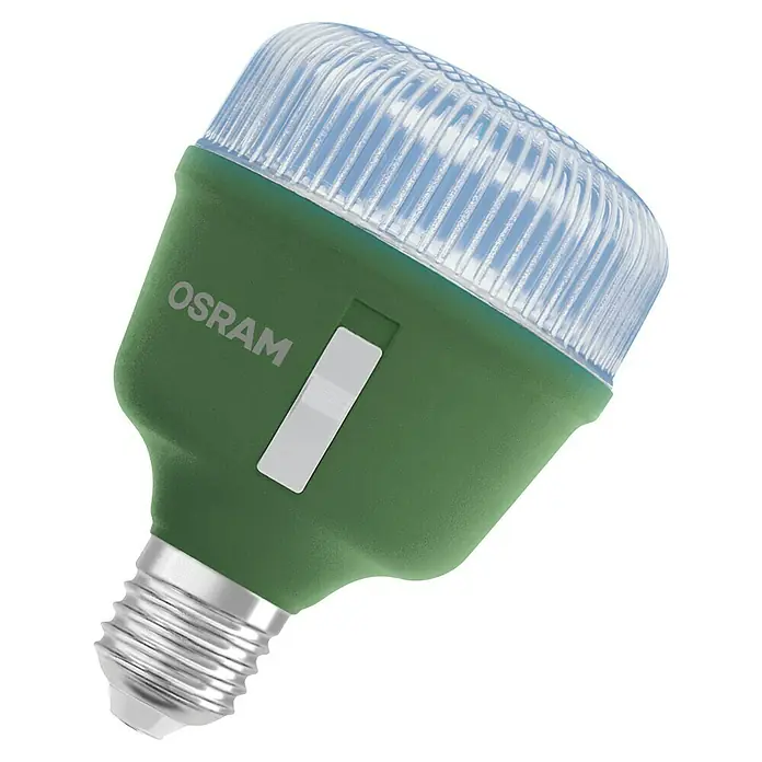Ledvance Bombillas LED Star Grow - E27, No regulable, Multicolor, 650 lm, 20 W - Una bombilla LED OSRAM verde con un difusor transparente y estriado y una base de rosca plateada. Perfecta para soluciones de iluminación energéticamente eficientes.
