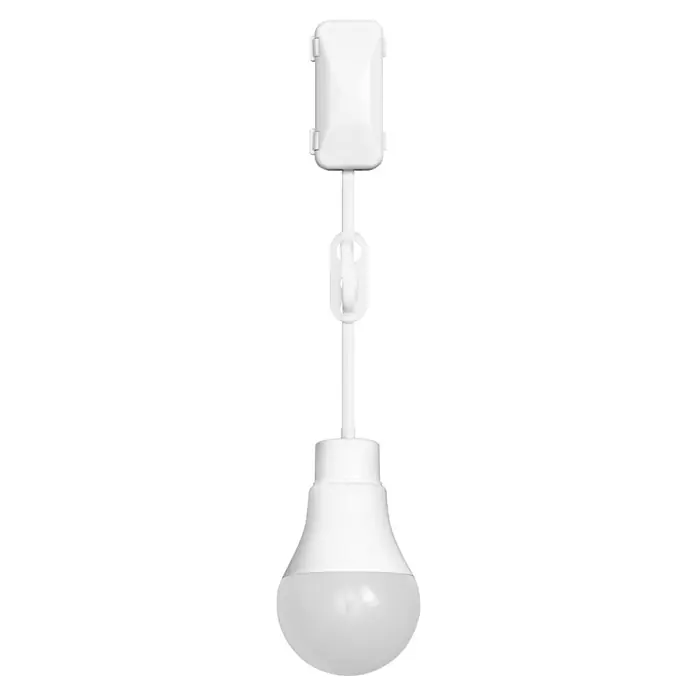 Osram Bombilla LED Renovation - 10 W, 1 ud. - Primer plano de una lámpara colgante blanca con bombilla LED conectada a un carril, con un diseño moderno y minimalista.