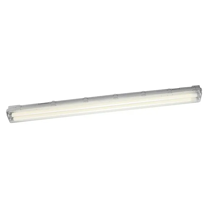 Ledvance Tira de luz LED antihumedad Essential - L x An x Al: 126,1 x 10,8 x 6,4 cm, Color de luz: Blanco frío, 30 W, IP65 - Luminaria fluorescente con dos tubos, enmarcada en una estructura gris robusta. Iluminación para talleres o garajes.